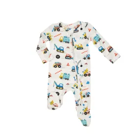 2 Way Zipper Footie Crayon Construction Trcuks