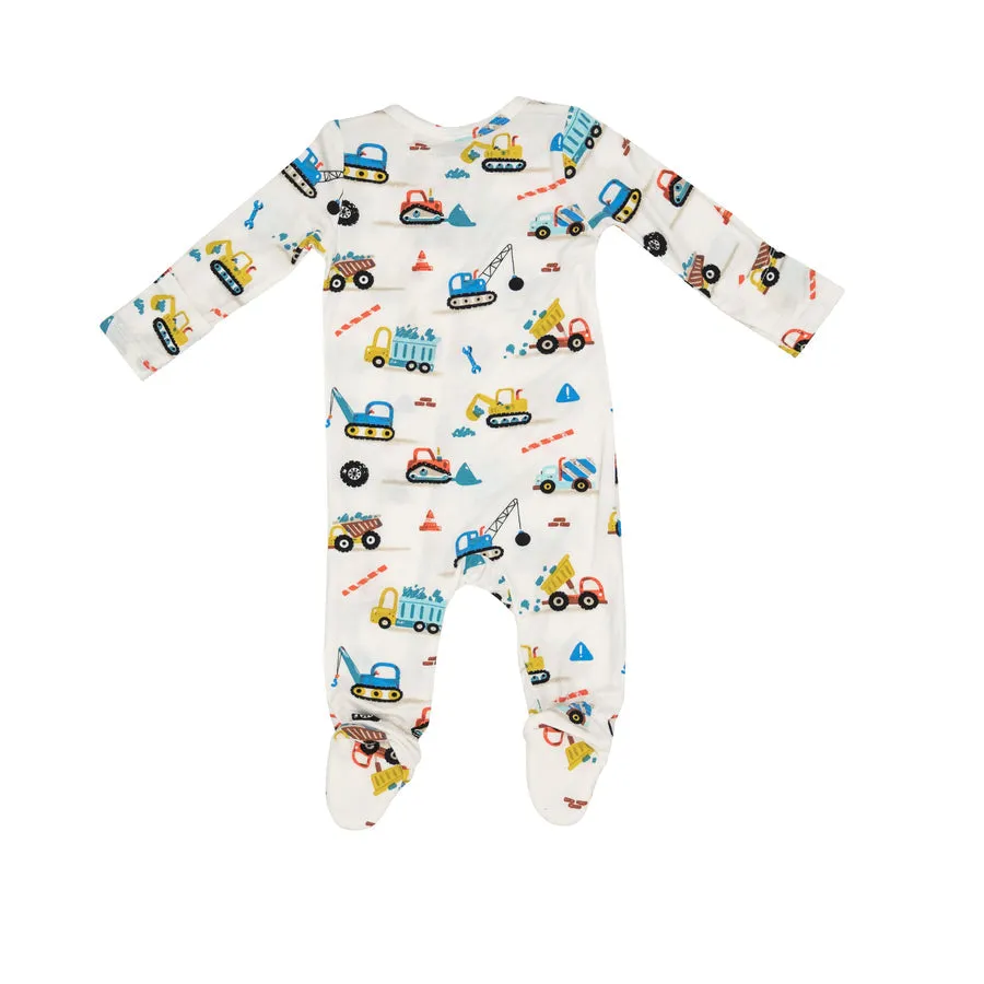 2 Way Zipper Footie Crayon Construction Trcuks