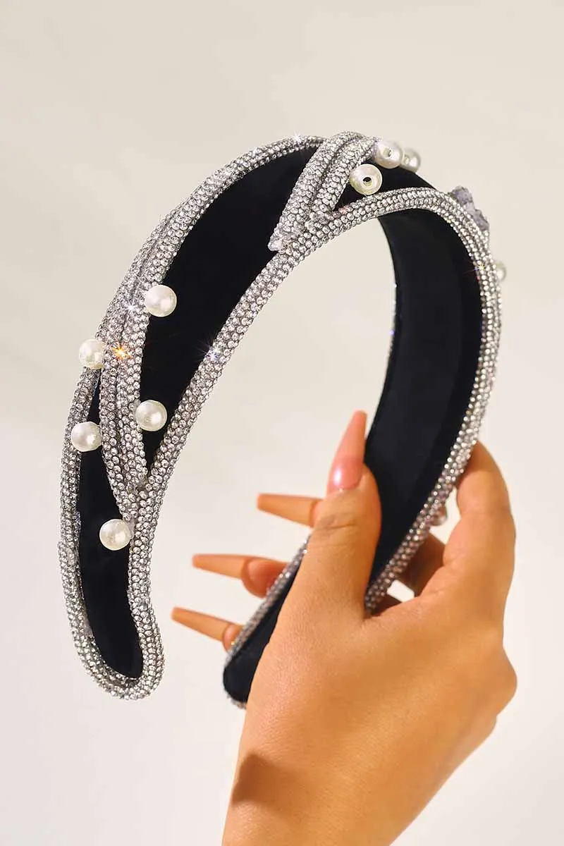 2025 Rhinestone Headbands Twill Pearl Embellishment Wide Wedding Accessories HRBL0013
