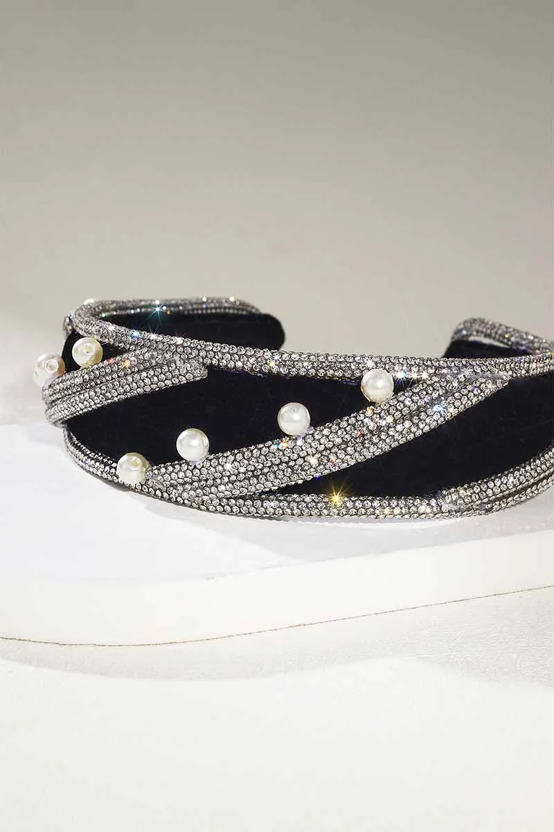 2025 Rhinestone Headbands Twill Pearl Embellishment Wide Wedding Accessories HRBL0013