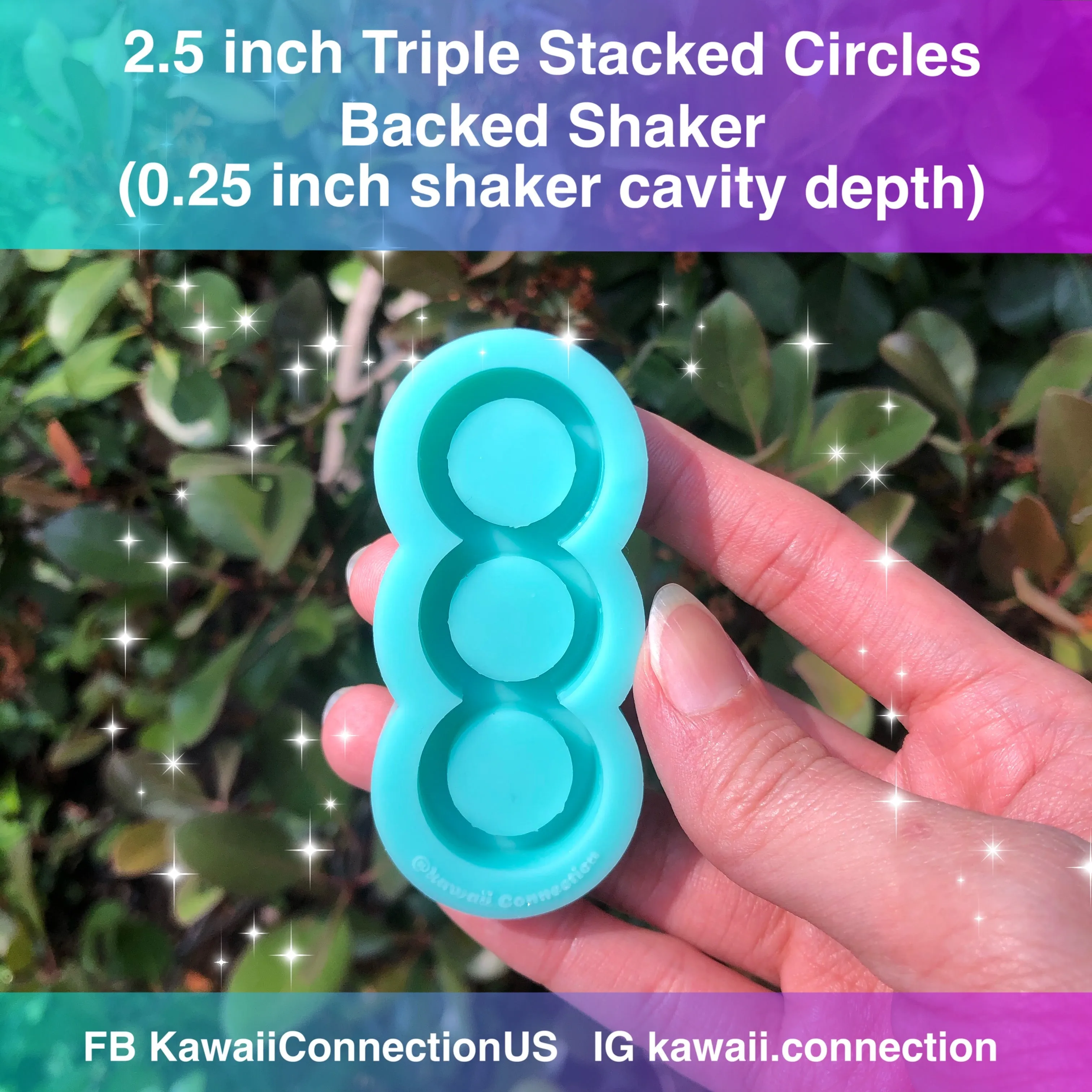 2.5 inch PLAIN Stacked Triple Circles (0.25 inch cavity depth) Backed Shaker Silicone Mold Perfect for Resin Hair Barrettes or Key and Bag Charms