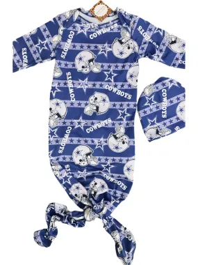 Aier Wholesale - Baby's Dallas Cowboys Gown with Matching Beanie
