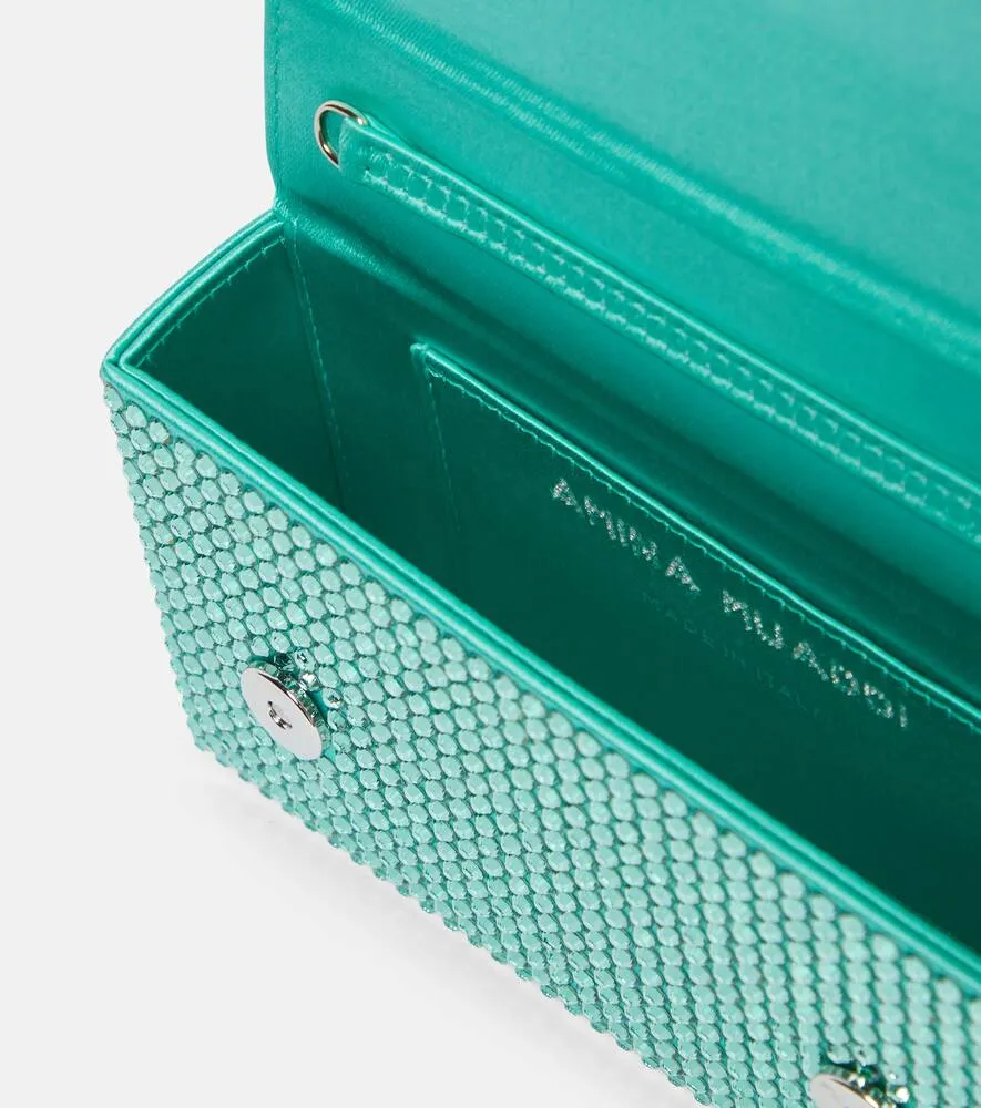 Amina Muaddi Paloma Micro embellished satin clutch