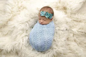 Baby Blue Fabric Fishnet Lace Wrap