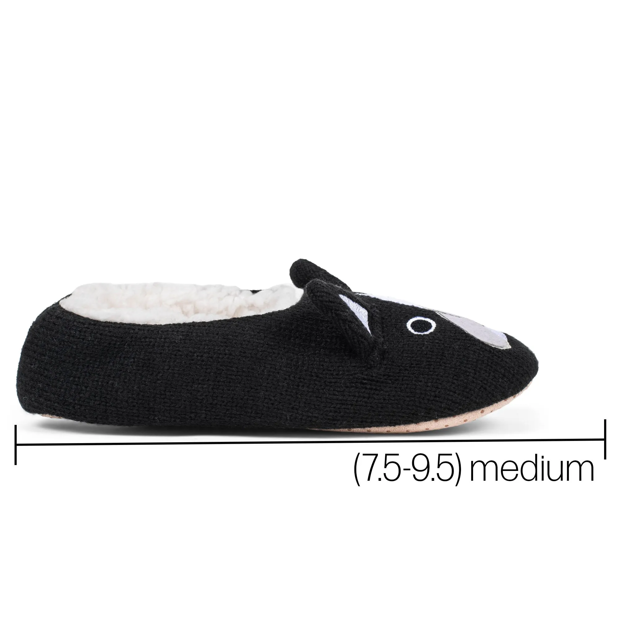 Bulldog Black Women's Animal Cozy Plush Lined Non Slip Fuzzy Slipper - Medium