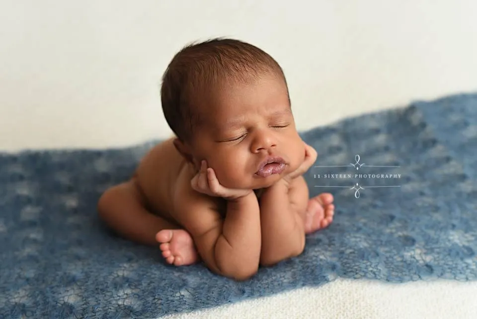 Denim Blue Sunflower Mohair Knit Baby Wrap