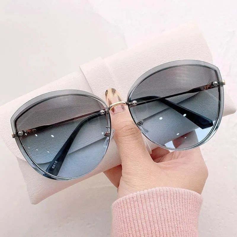 Driving Frameless Car Oversized Fashion Retro Pink Women Men Polygon Rimless Sun Gradient Sunglasses