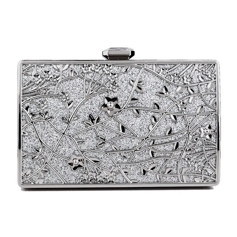 Embossed Metal Chain Clutch