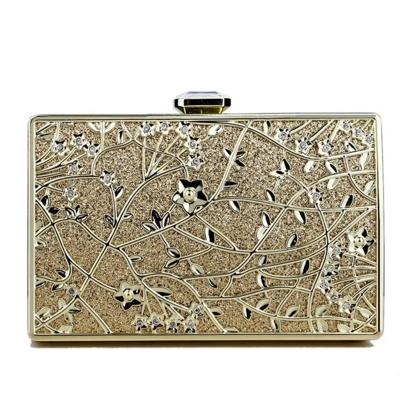 Embossed Metal Chain Clutch