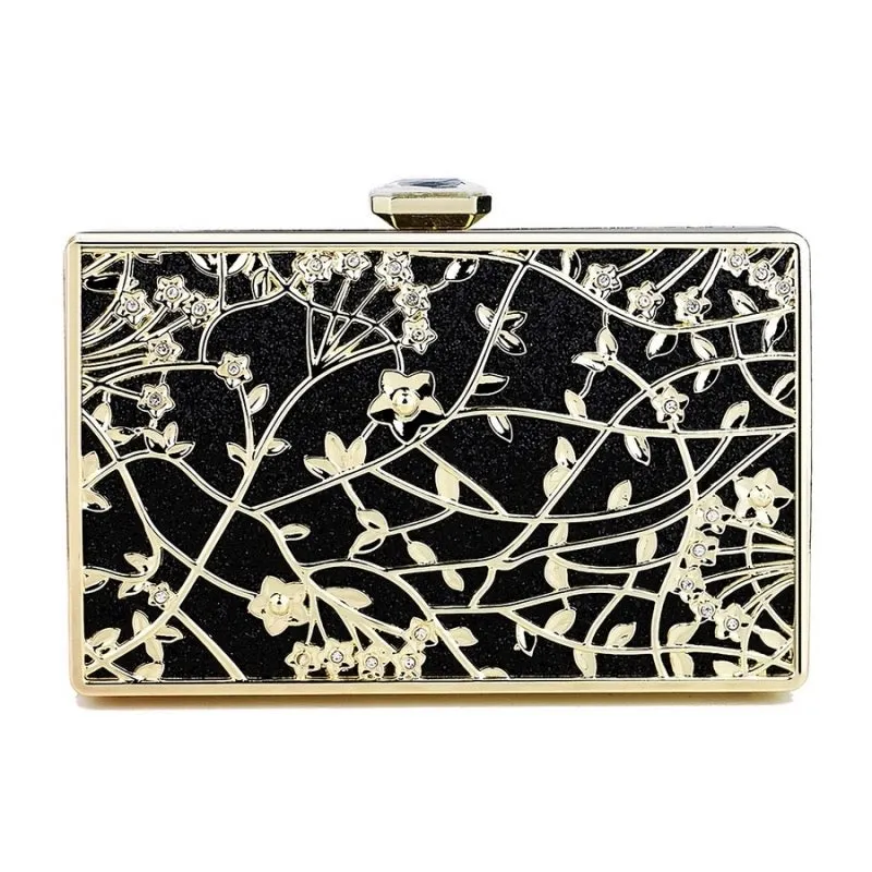 Embossed Metal Chain Clutch