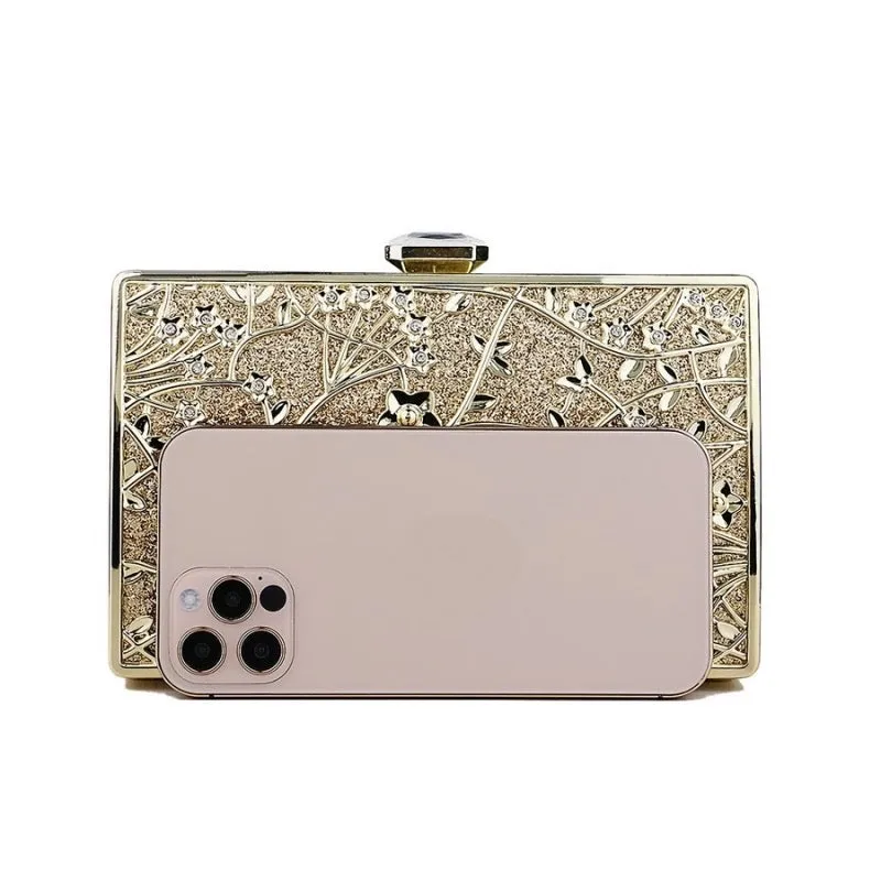 Embossed Metal Chain Clutch