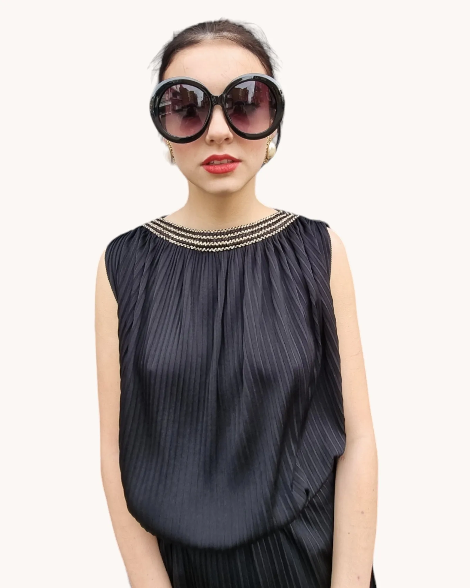 Oversized Round Shades Black