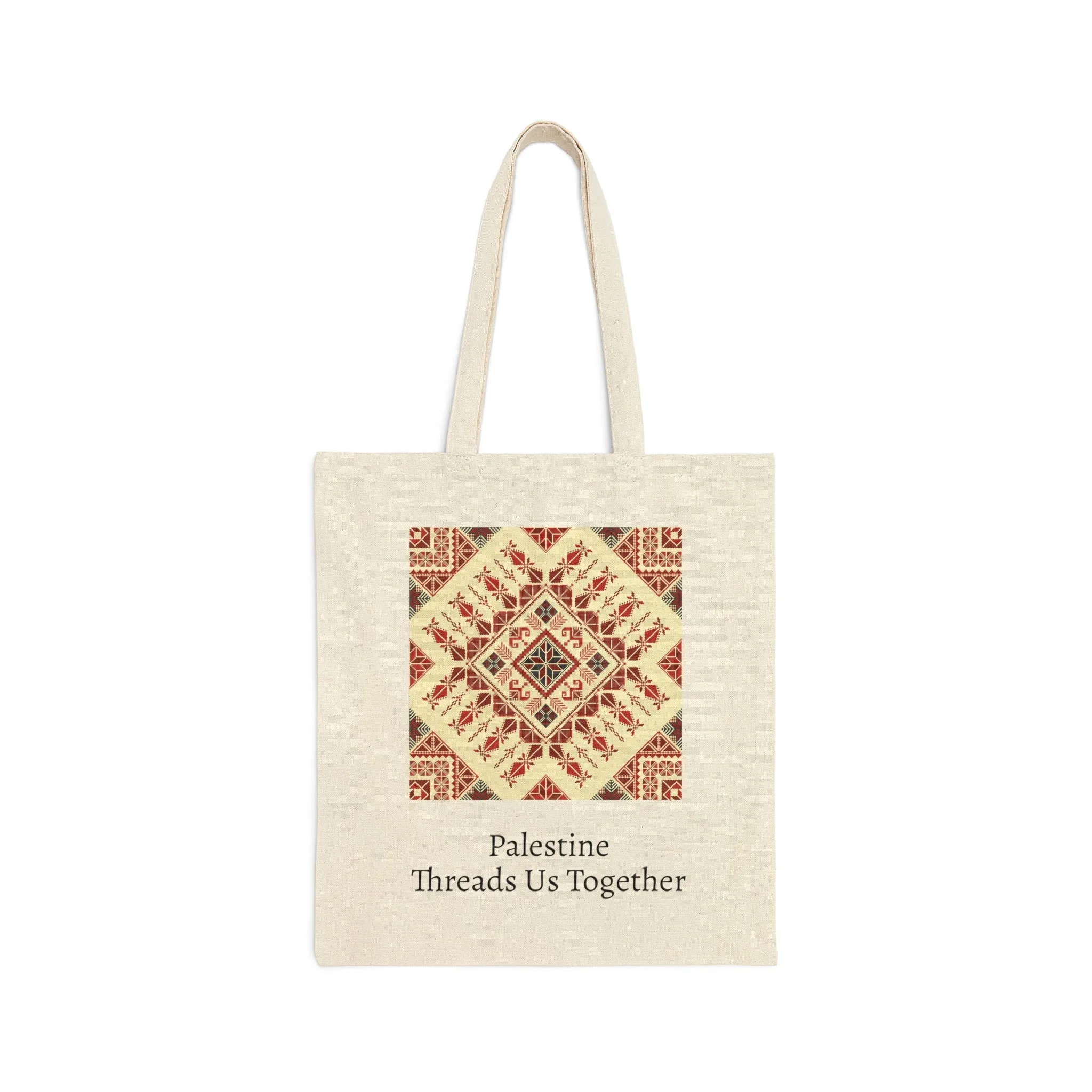 Palestinian Cream Tatreez Tote Bag
