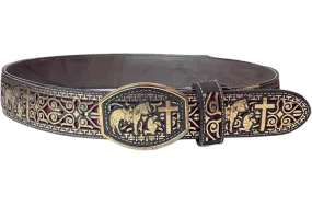 RRango Men's Western Belt 2 Inch Wide Laser Horse Cross