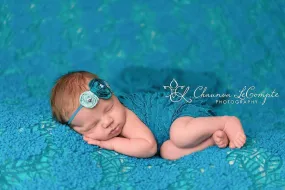 SALE Ruffle Stretch Knit Wrap in Aqua Blue 50X7