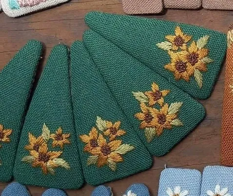 Sunflower & Rose Daisy Embroidered Hair Barrettes, Collection Layla