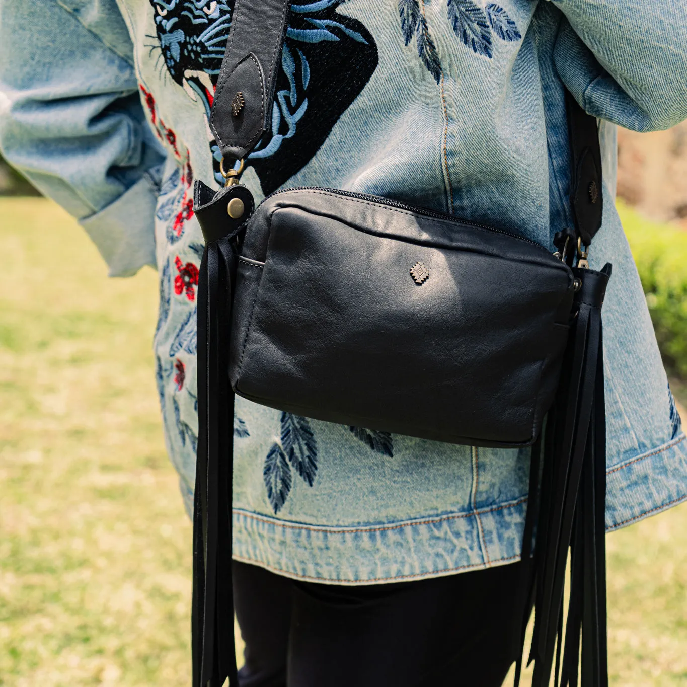 WANDER CROSSBODY BAG   STRAP SET - FULL LEATHER - BLACK