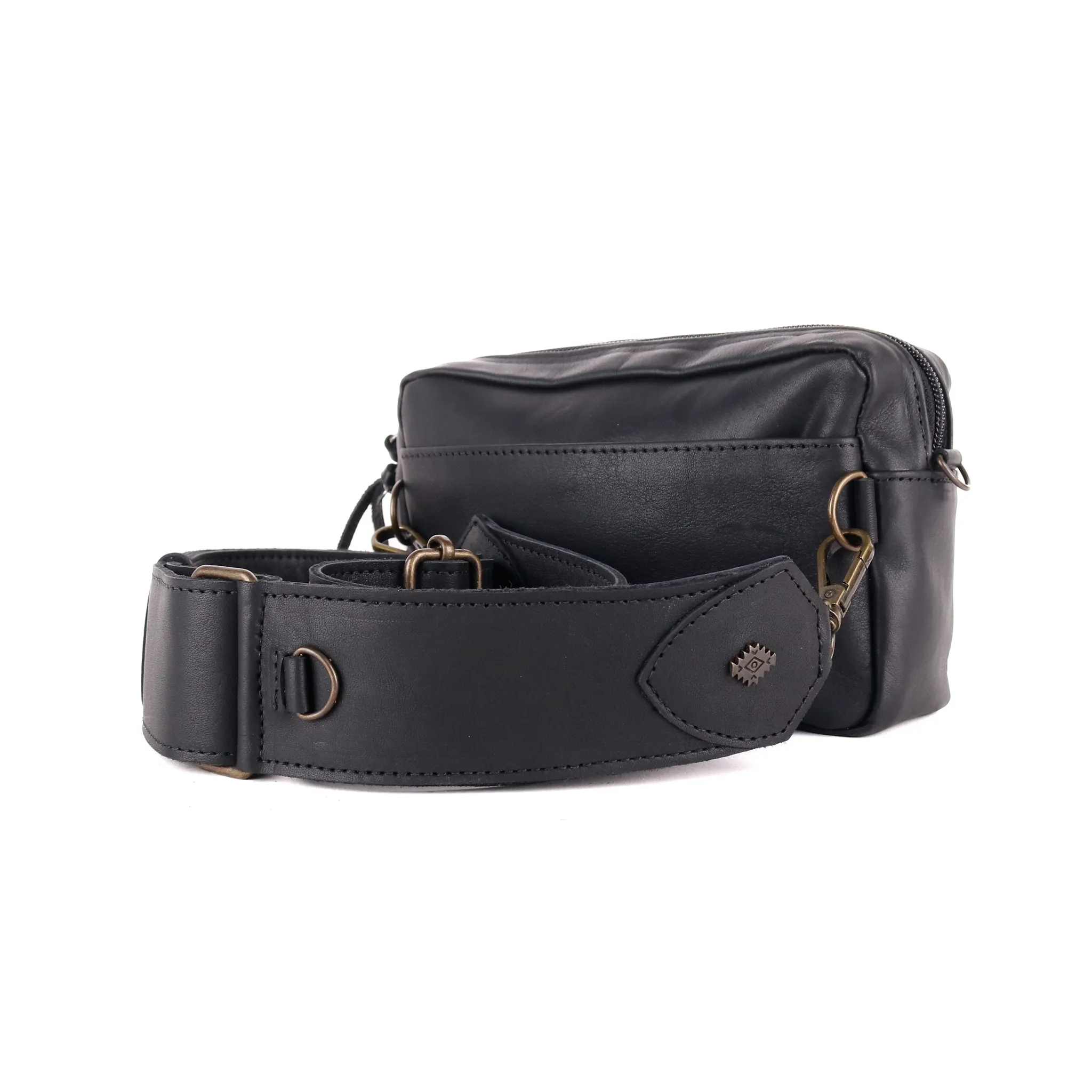 WANDER CROSSBODY BAG   STRAP SET - FULL LEATHER - BLACK