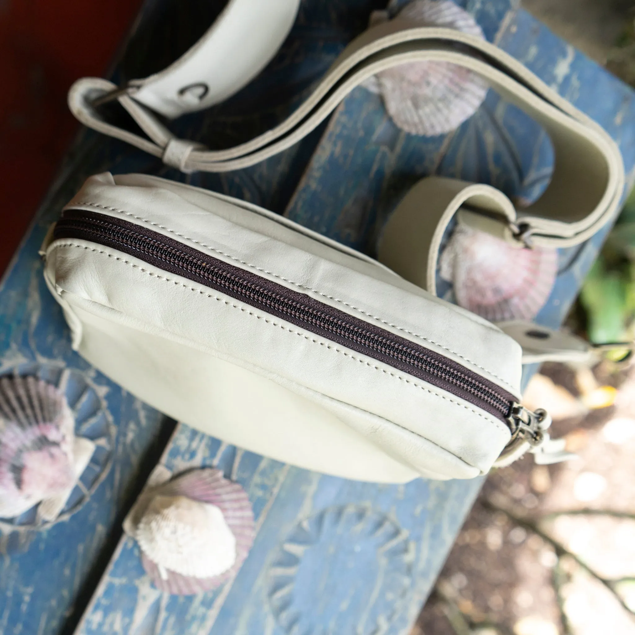 WANDER CROSSBODY BAG   WIDE STRAP SET - FULL LEATHER - BONE