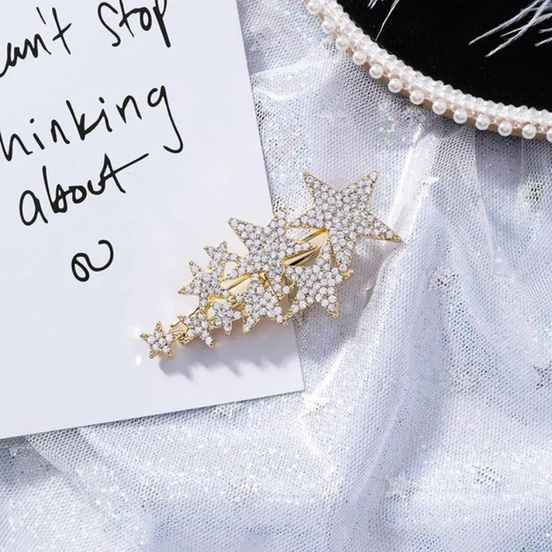 Zirzon Rhinestone Five-Star Hair Clips