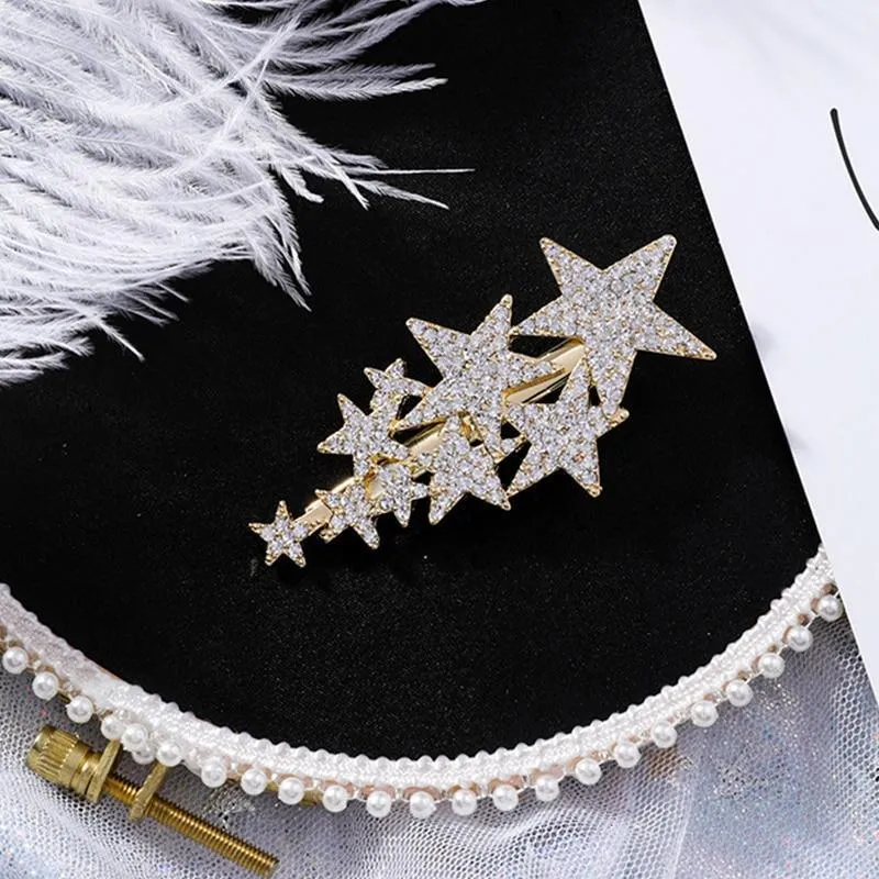 Zirzon Rhinestone Five-Star Hair Clips
