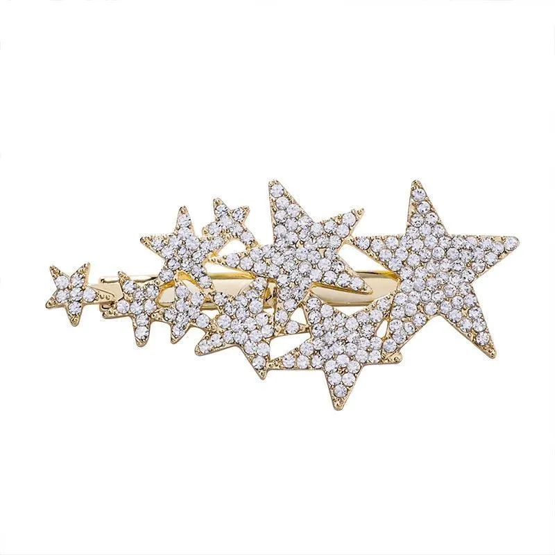 Zirzon Rhinestone Five-Star Hair Clips