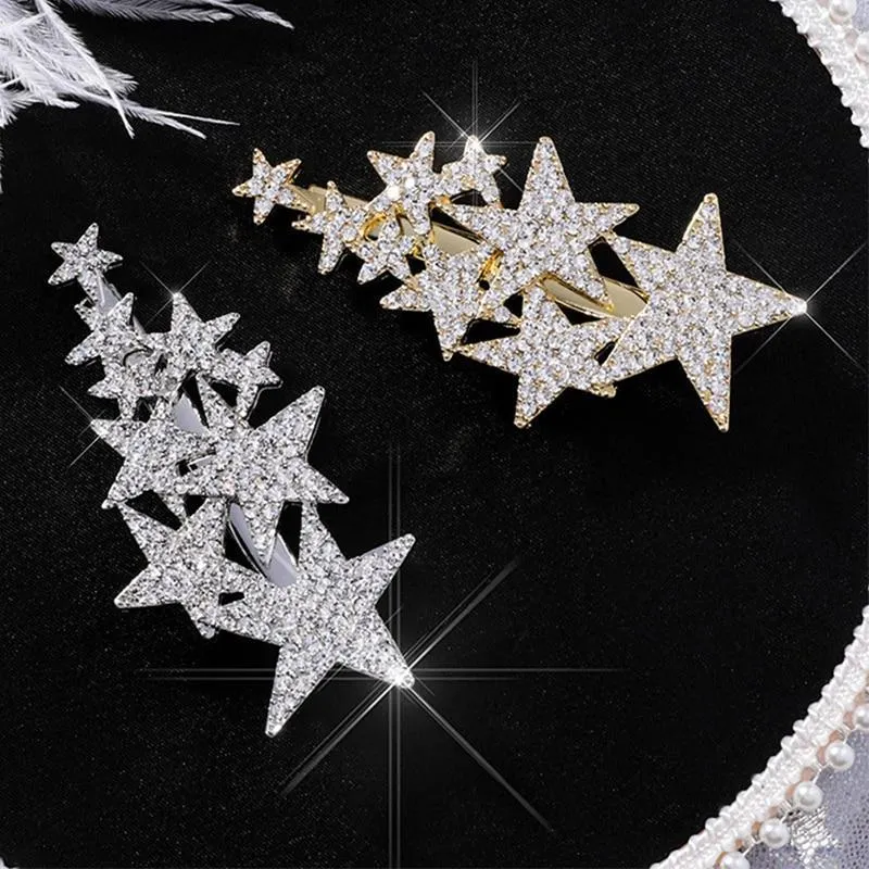 Zirzon Rhinestone Five-Star Hair Clips